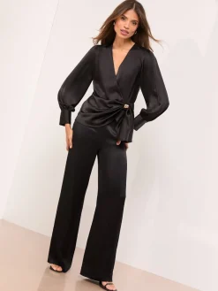 - Satin Hardware Detail Wrap Top*Lipsy