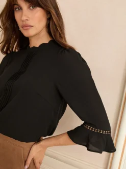 Zwart - 3/4 blouse met uitlopende mouwen*Love & Roses Hot