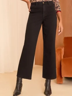 Zwart - cropped jeans met wijde pijpen*Love & Roses