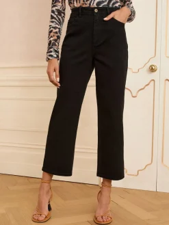 Zwart - cropped jeans met wijde pijpen*Love & Roses