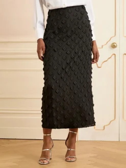 Zwart - 3D midirok met bloemenprint*Love & Roses Online