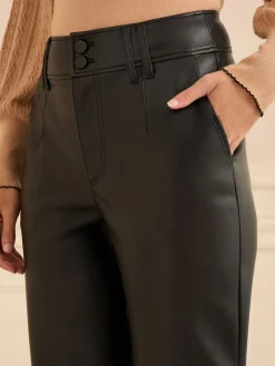 - Effect Faux Leather Straight Leg Trousers*Love & Roses