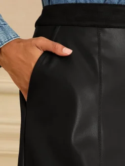 - Fit en Flare imitatieleren midi-jurk*Love & Roses Online