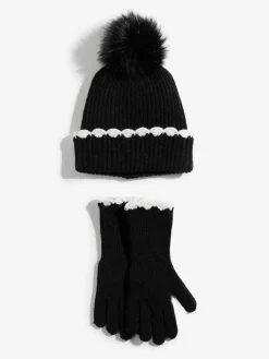 - Scallop Trim Ribbed Pom Hat and Gloves Set*Love & Roses Discount
