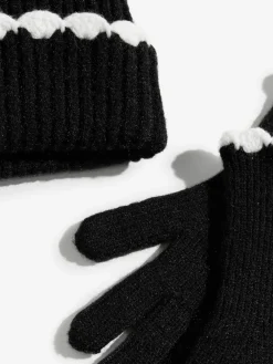 - Scallop Trim Ribbed Pom Hat and Gloves Set*Love & Roses Discount