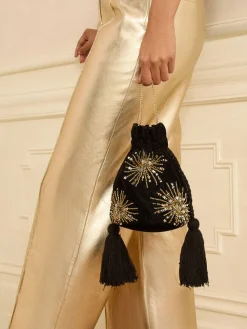 - Velvet Sequin Embellished Pouch Bag*Love & Roses Hot