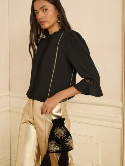 - Velvet Sequin Embellished Pouch Bag*Love & Roses Hot