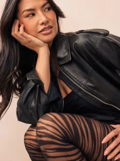 Zwart - Maillot met zebrastrepen*Next Online