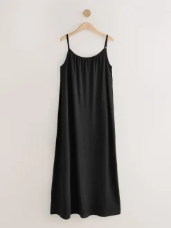 - Maxi Lengte Trapeze Vorm met Ruched Hals Dunne Vest Jurk*Next Clearance