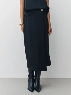 Zwart - Midi-rok met overslag*Next Outlet