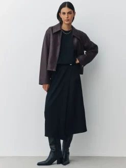 Zwart - Midi-rok met overslag*Next Outlet