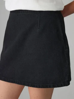 Zwart - Mini denim rok met zandloper model*Next Best