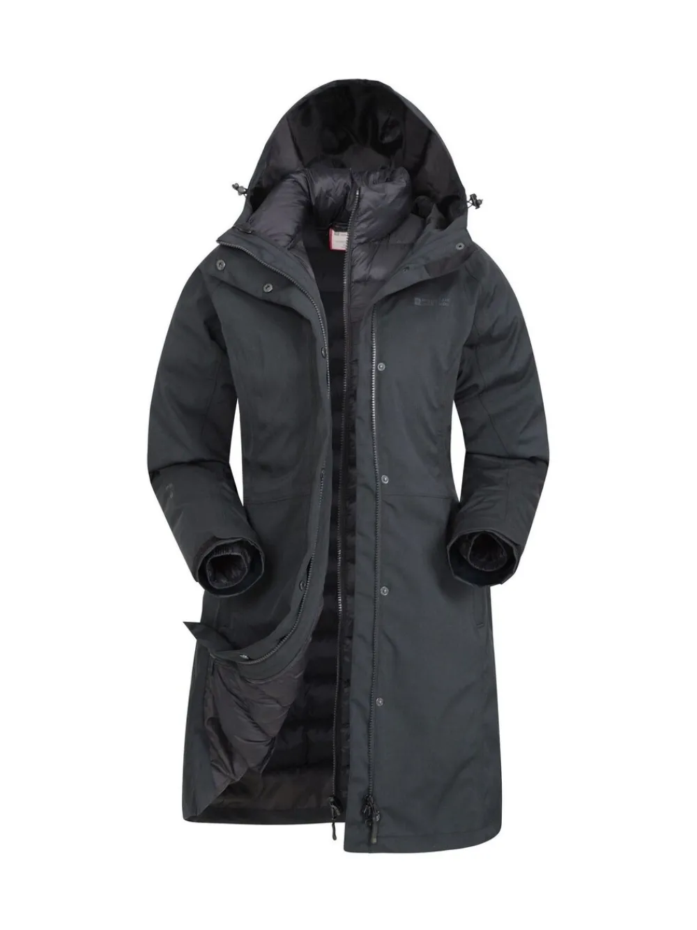 Zwart - Womens Alaskan 3-In-1 Waterproof Long Coat*Mountain Warehouse Outlet