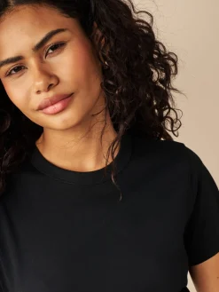 Zwart - Must-have zuiver katoenen T-shirt met ronde hals en korte mouwen*Next Best