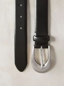 Zwart - N. Premium Made In Italië Plus-maten leren riem met gesp*Next New