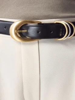 Zwart - N. Premium Made in Italië leren riem met meerdere ringen*Next Clearance