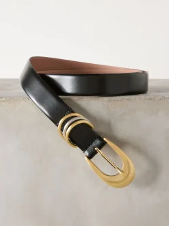 Zwart - N. Premium Made in Italië leren riem met meerdere ringen*Next Clearance