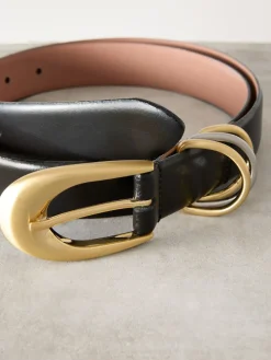 Zwart - N. Premium Made in Italië leren riem met meerdere ringen*Next Clearance