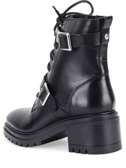 - Parkside Block Heel Leather Combat Boots*Off The Hook Clearance