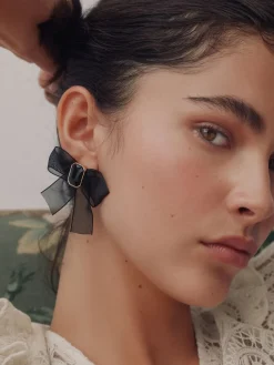 Zwart - Organza Bow Stud Earrings*Next Online