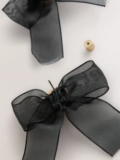 Zwart - Organza Bow Stud Earrings*Next Online