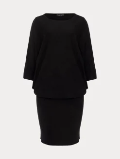 Zwart - Becca gebreide jurk met vleermuismouwen*Phase Eight New