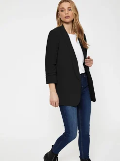 Zwart - blazer met gerimpelde mouwen*PIECES Hot