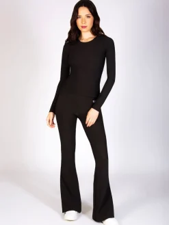 - dames geribbelde uitlopende leggings*Pineapple Clearance