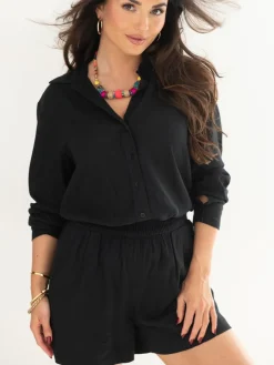 - Bree High Waist Elasticated Shorts*Pour Moi