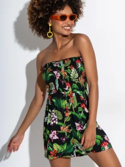 - geweven strand-playsuit zonder bandjes met gesmokt lijfje*Pour Moi Outlet