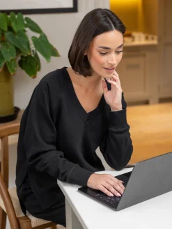 - The Softest Off Duty Relaxed V-Neck Sweatshirt*Pour Moi New