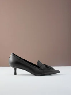 - Premium Leather With Motionflex Point Toe Tassel Heels Loafers*Next