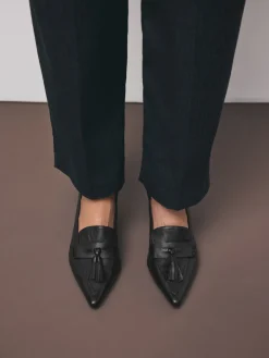 - Premium Leather With Motionflex Point Toe Tassel Heels Loafers*Next