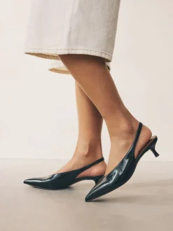 Zwart - Punt Toe Lage Slingback Naaldhak Schoenen*Next Clearance