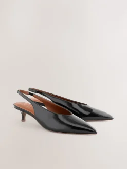 Zwart - Punt Toe Lage Slingback Naaldhak Schoenen*Next Clearance