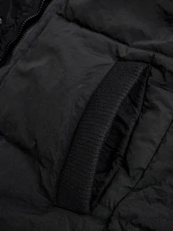 Zwart - Regenbestendige bodywarmer met capuchon en gebreide kraag*Next