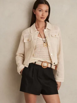 - Beau linnen shorts met geplooide voorkant en ceintuur*Reiss Hot