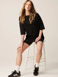 Zwart - Relaxt dik lang T-shirt*Next Best