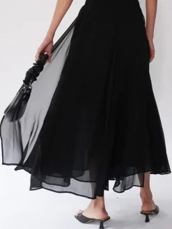 Zwart - Eligion Floaty Sheer Multi Layered Olsen Maxi Skirt*Religion