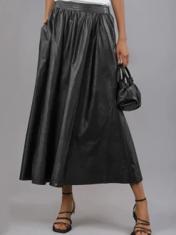 - Sophie Full Maxi Skirt In Faux Leather With Pockets*Religion