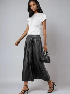 - Sophie Full Maxi Skirt In Faux Leather With Pockets*Religion