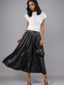- Sophie Full Maxi Skirt In Faux Leather With Pockets*Religion