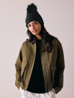 Zwart - Rib Knit Pom Hat*Next Outlet