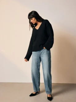 - Ribgebreide trui met V-hals*Next Best