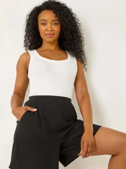 - Petite Linen Mix Elastic Waist Shorts*Roman Outlet