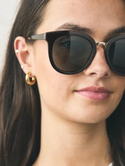 Zwart - Ronde zonnebril*Next Online