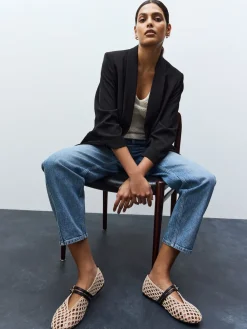 Zwart - Ruimvallend blazer met gerimpelde mouwen*Next Online