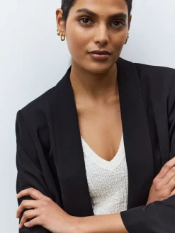 Zwart - Ruimvallend blazer met gerimpelde mouwen*Next Online