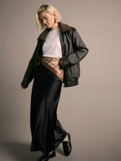 Zwart - Satijnen midirok*Next Outlet