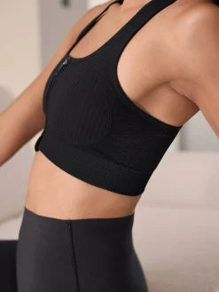 - Seamless Zip Front Medium Impact Sports Bra*Next Sale